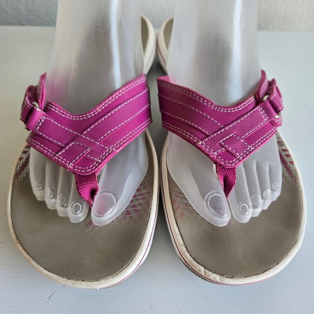 Clarks Brinkley Jazz Womens 9 Pink Adjustable Comfort Flip Flop Sandals 26133684 - Picture 4 of 9